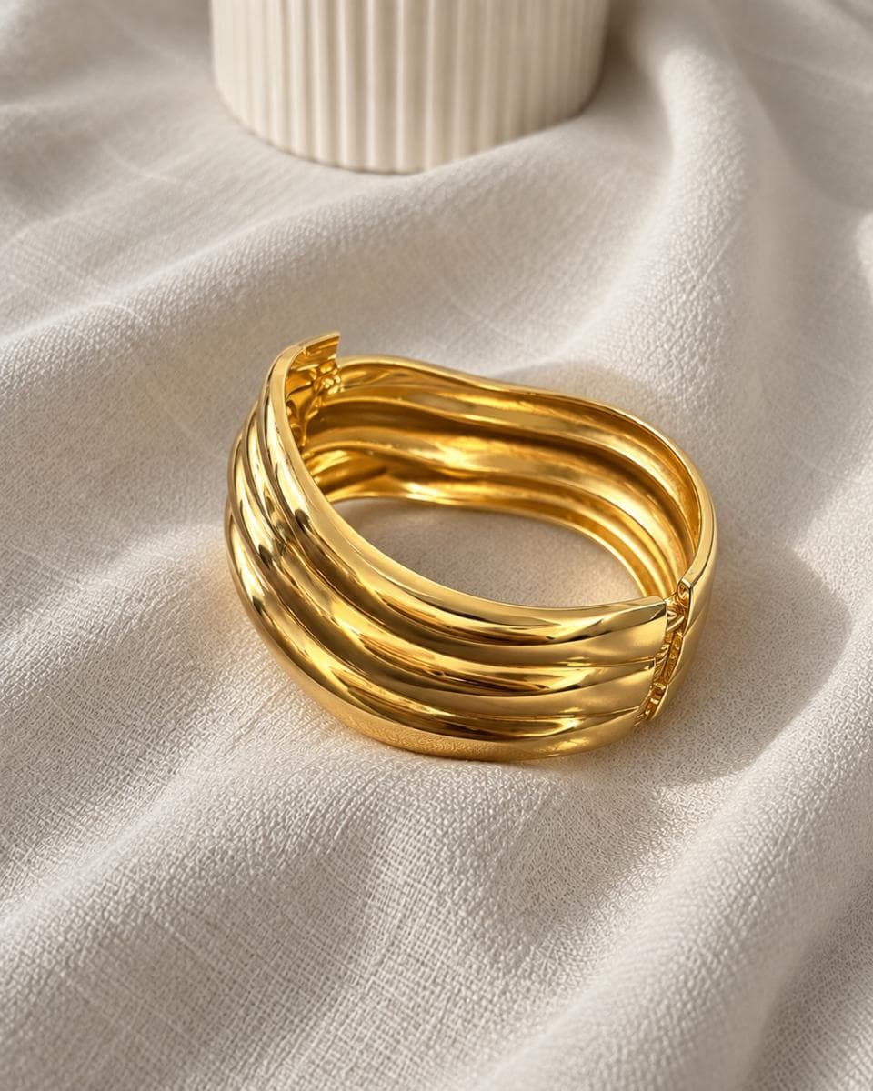 Luxe Layered Gold Anti-Tarnish Statement Bangle