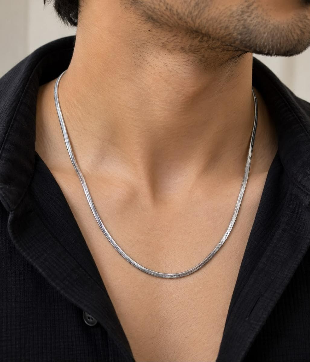 Minimal Silver Snake Chain Necklace for Men & Women | Premium Stainless Steel Chain