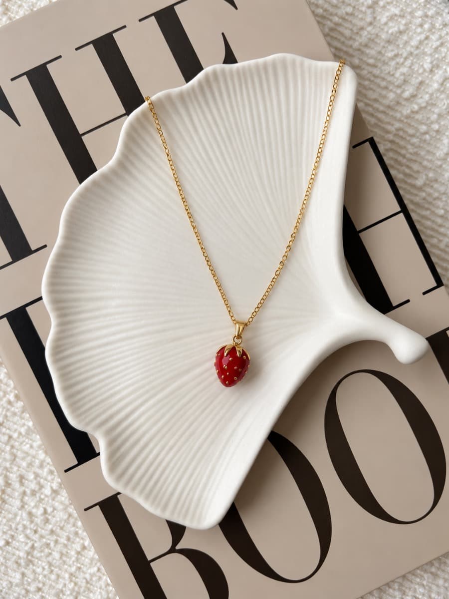 Strawberry Heart Pendant Necklace