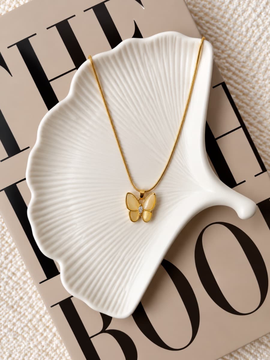 Golden Butterfly Pendant Necklace