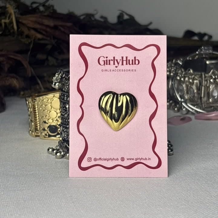 Gold-Tone Sculpted Heart Anti-Tarnish Ring for Women