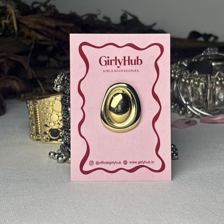 Gold-Tone Oval Statement Anti-Tarnish Ring for Women