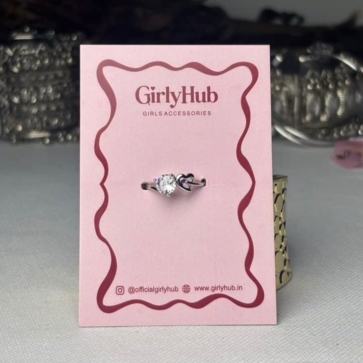 Silver-Tone Heart Accent Solitaire Ring