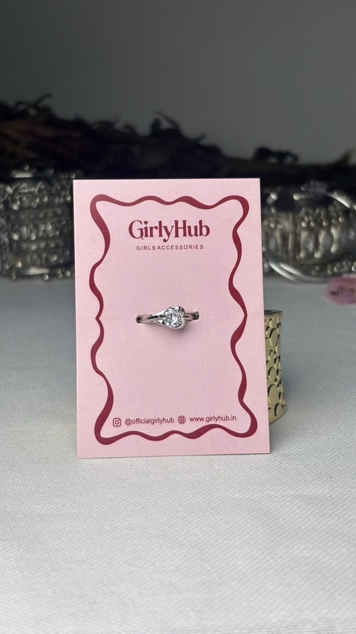 Silver-Tone Teardrop Crystal Ring