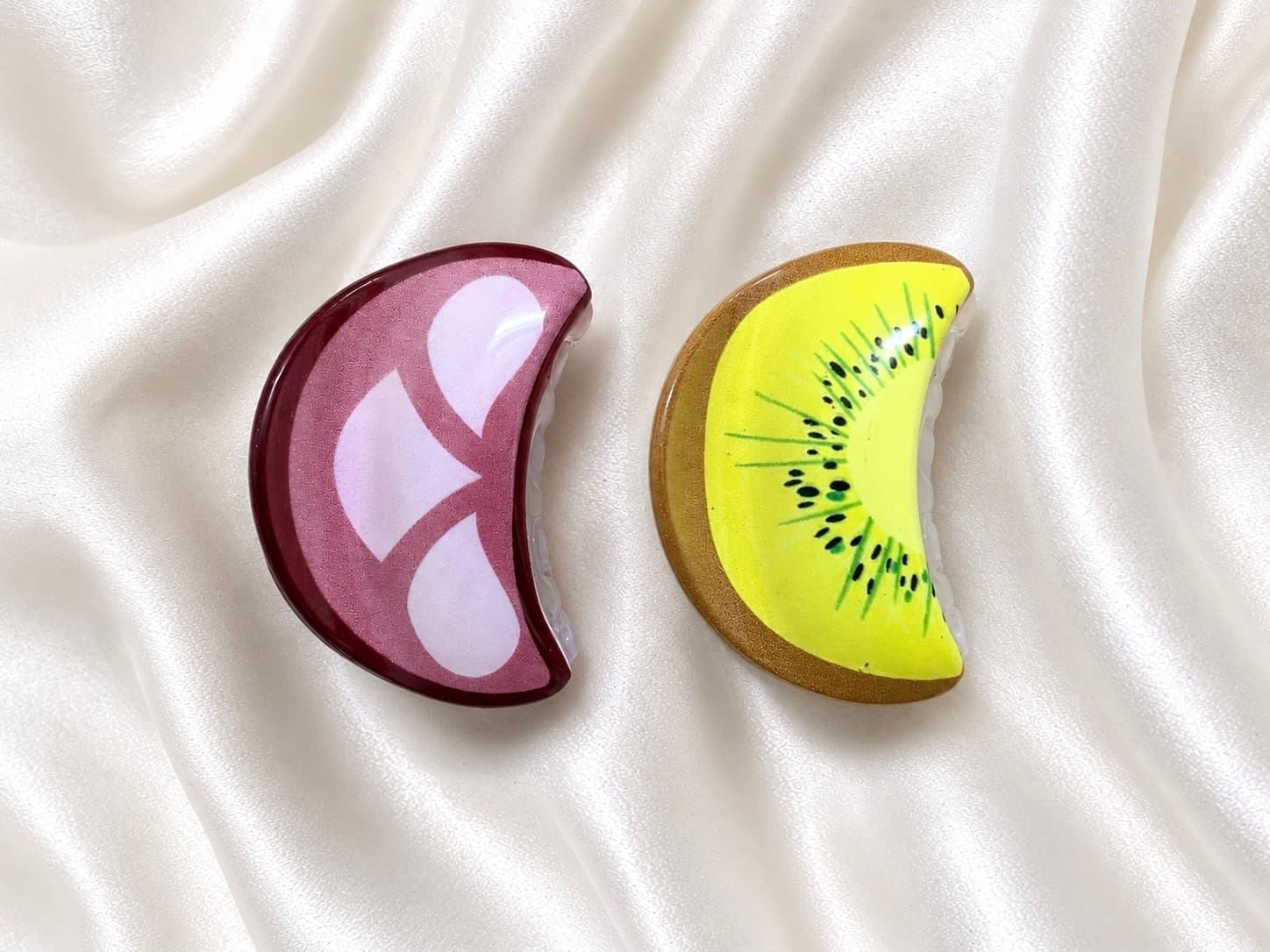 Pink Grapefruit Slice Hair Claw Clip – Pink & Burgundy