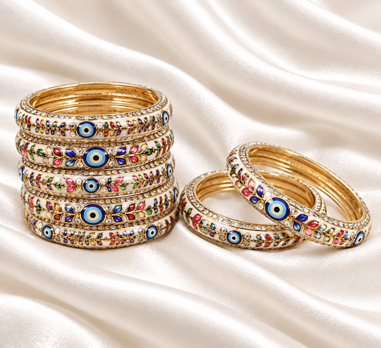 Multicolour Evil Eye Meenakari Traditional Bangles Set for Women